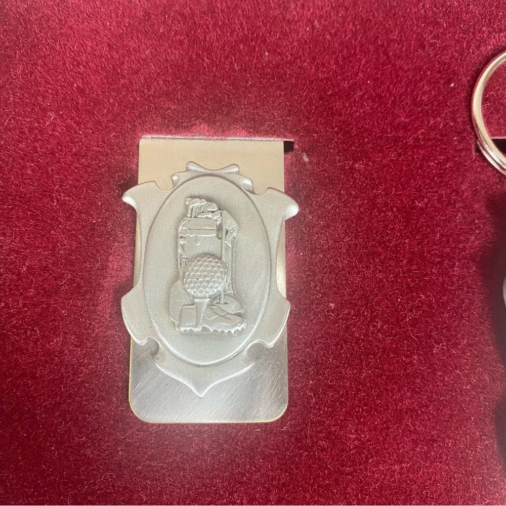 Fine American Pewter Golf Monkey Clip and Keychain Set, Vintage 1994.